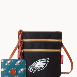 NFL Eagles North South Triple Zip w ID holder
