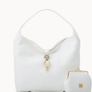 Pebble Grain Logo Lock Shoulder Bag