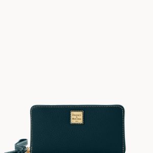 Pebble Grain Large Zip Around Wristlet Crossbody