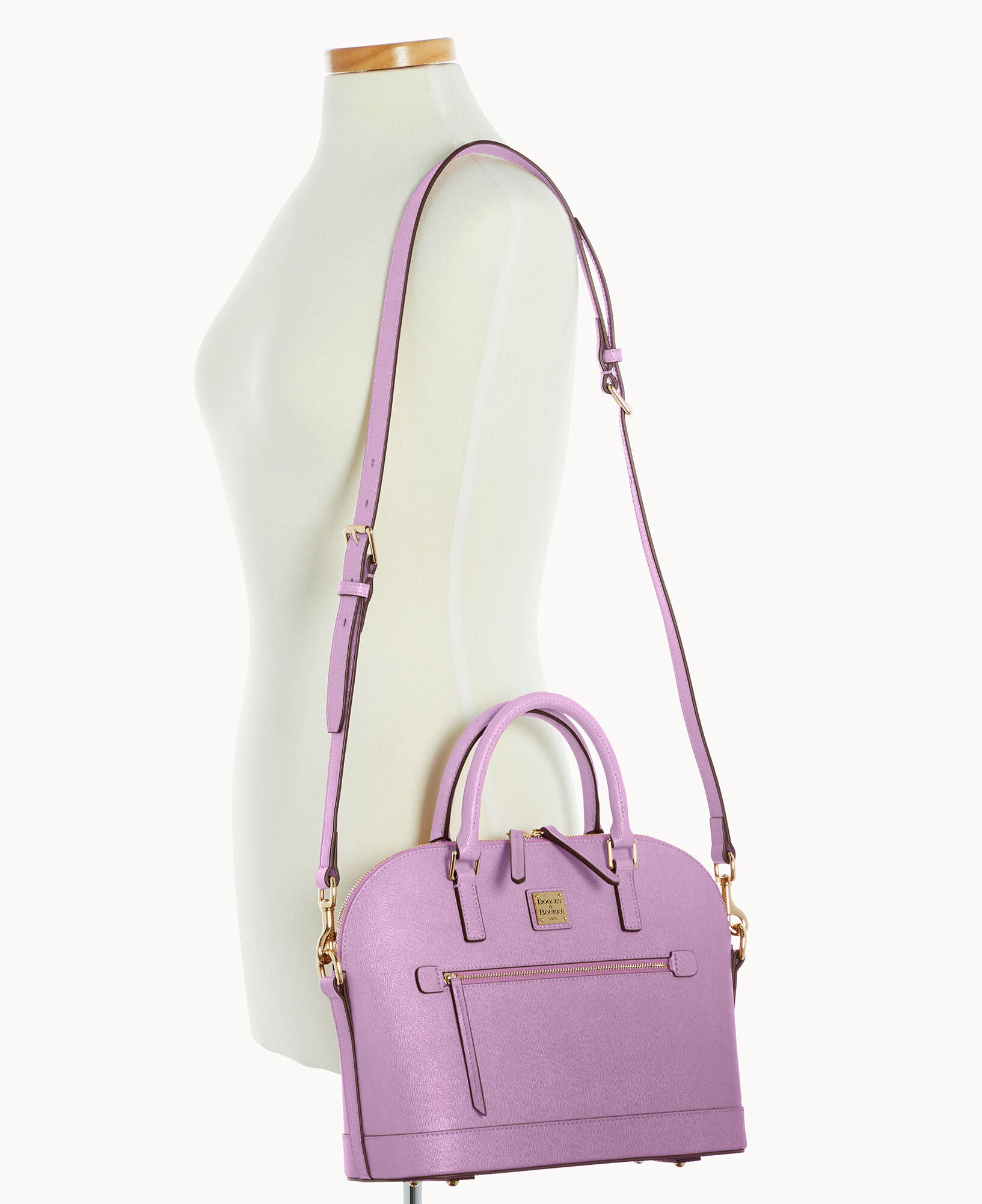 Saffiano Domed Zip Satchel - Image 8