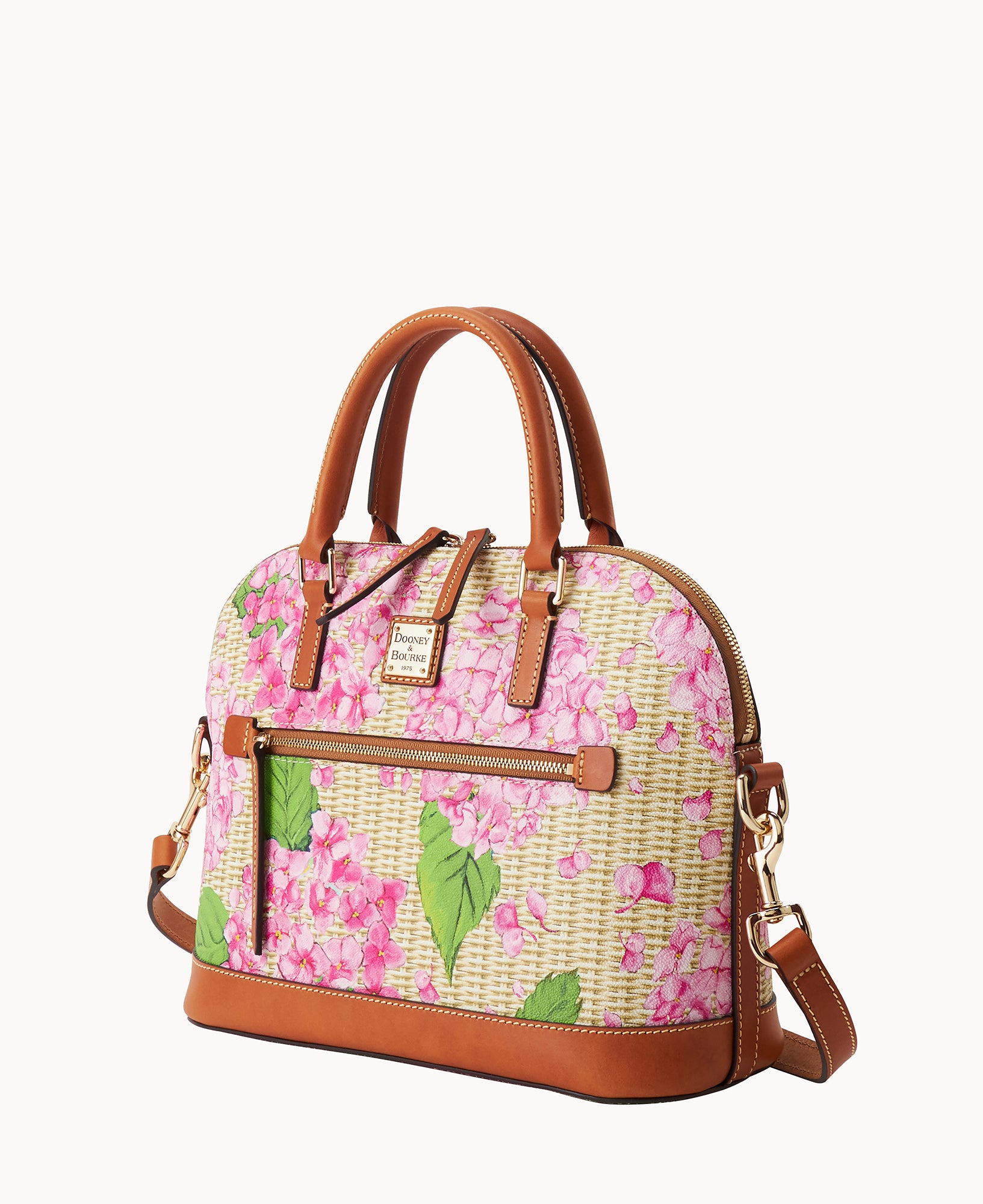 Hydrangea Basketweave Domed Zip Satchel - Image 2
