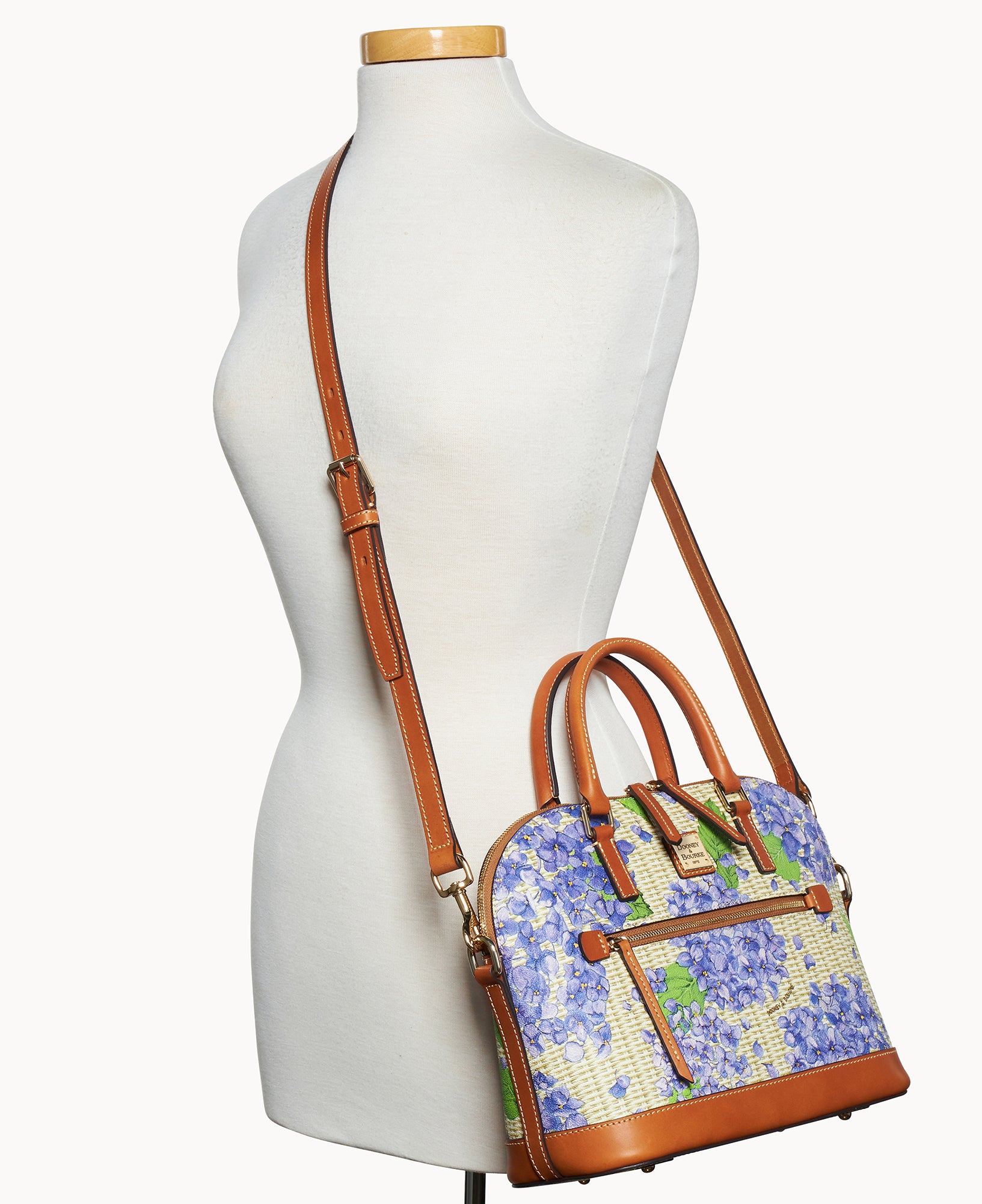 Hydrangea Basketweave Domed Zip Satchel - Image 8