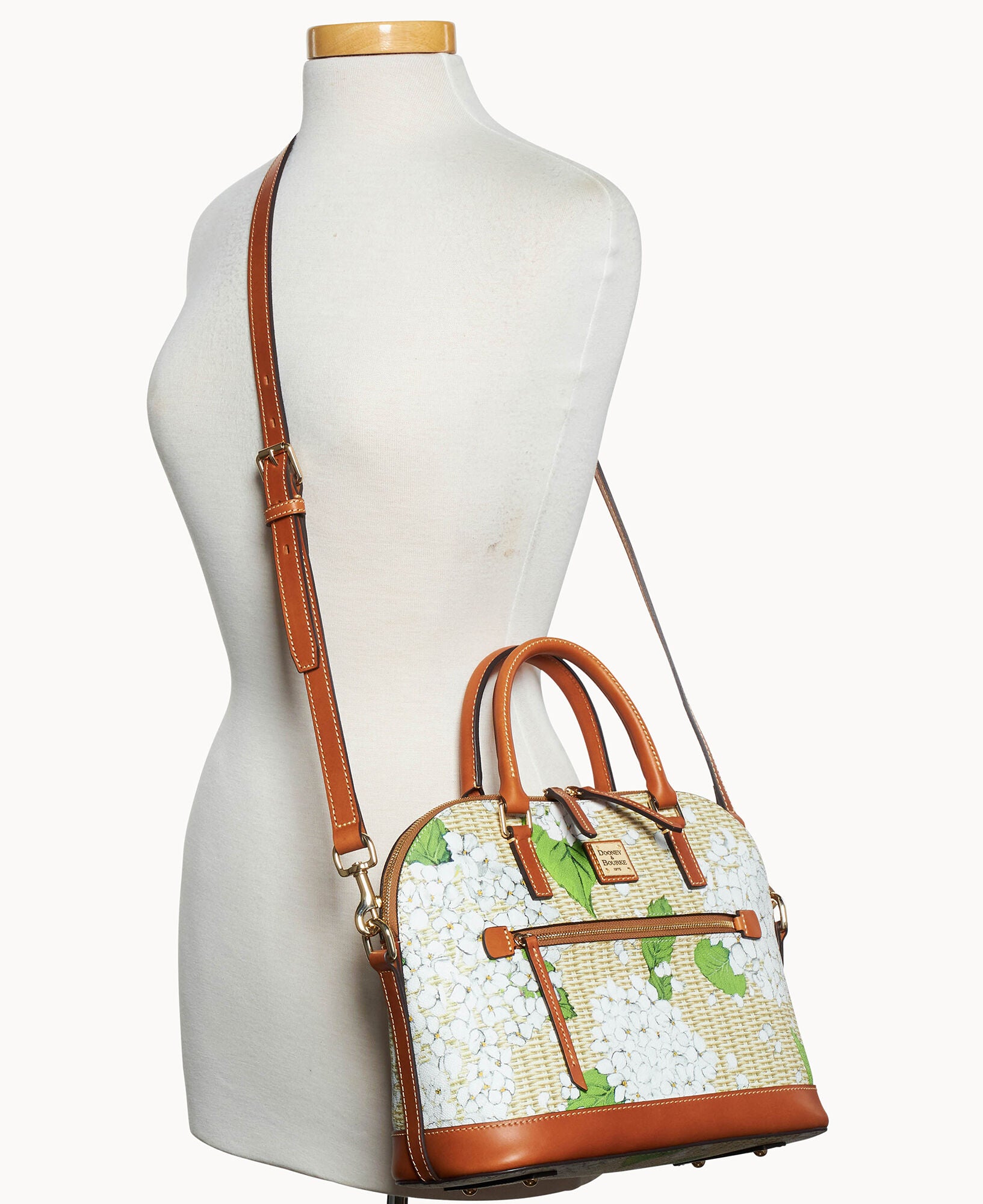Hydrangea Basketweave Domed Zip Satchel - Image 12