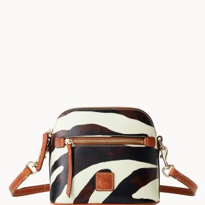 Zebra Leather Domed Crossbody