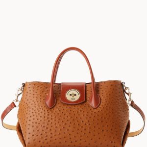 Ostrich Turnlock Handle Tote 30