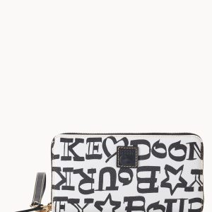 Doodle II Coated Cotton Large Zip Around Wristlet