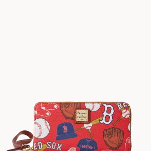 MLB Red Sox Large Zip Around Wristlet