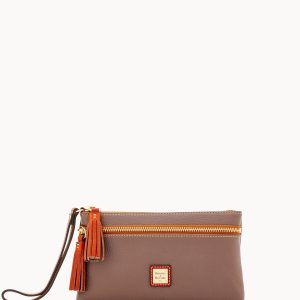 Pebble Grain Double Zip Wristlet