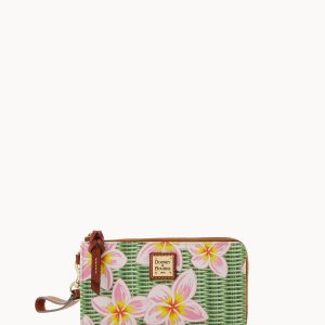 Plumeria Folded Zip Wristlet