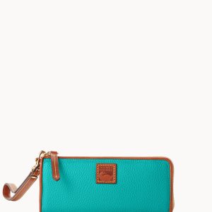 Pebble Grain Zip Clutch Wristlet