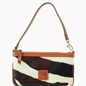 Zebra Leather Large Slim Wristlet